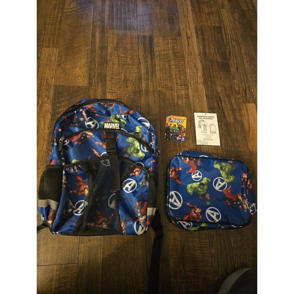 Bioworld Marvel Avengers 16" Kids Backpack & Insulated Lunch Bag Set NEW